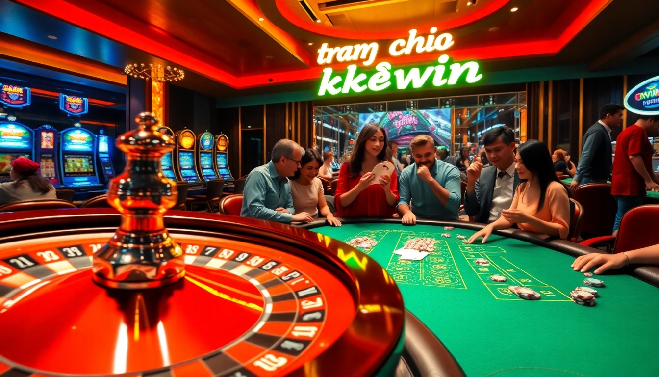 Experience the excitement of the "trang chủ kkwin" casino, where players engage in thrilling blackjack and roulette games.